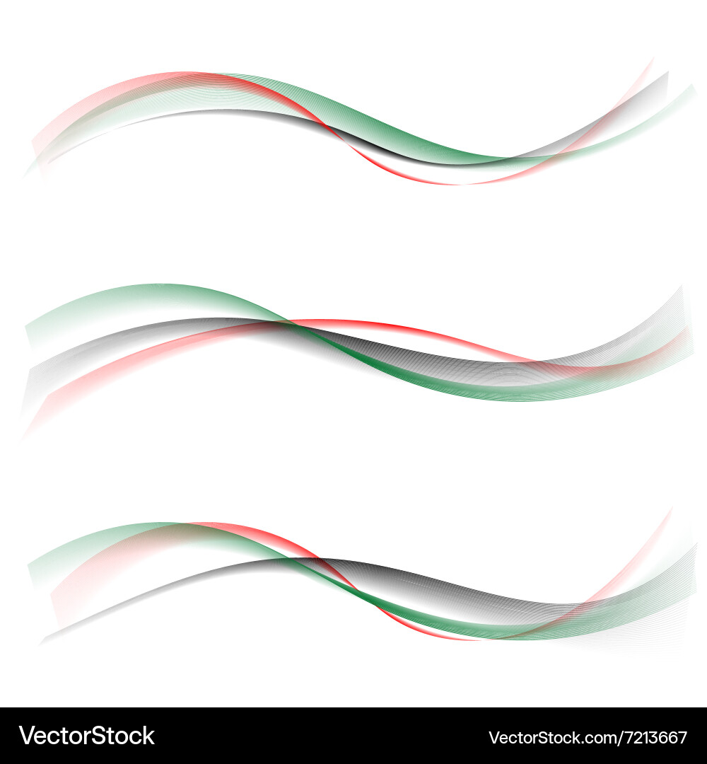 Abstract smooth color wave set on white vector image