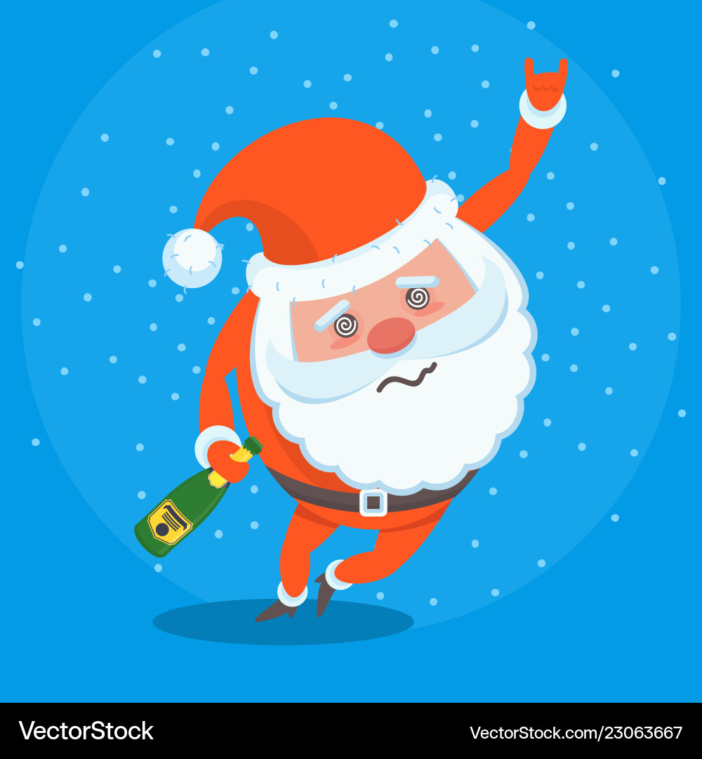 Drunk miserable tired santa claus character Drunk miserable tired santa claus character vector image