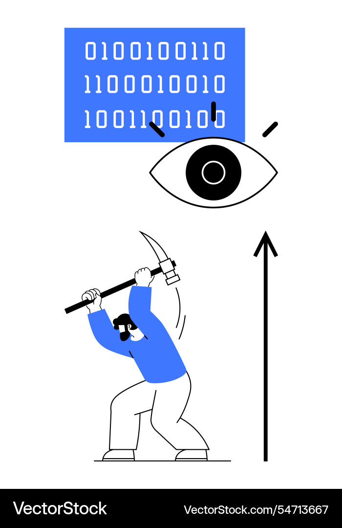 Exploring data mining through binary code Exploring data mining through binary code vector image