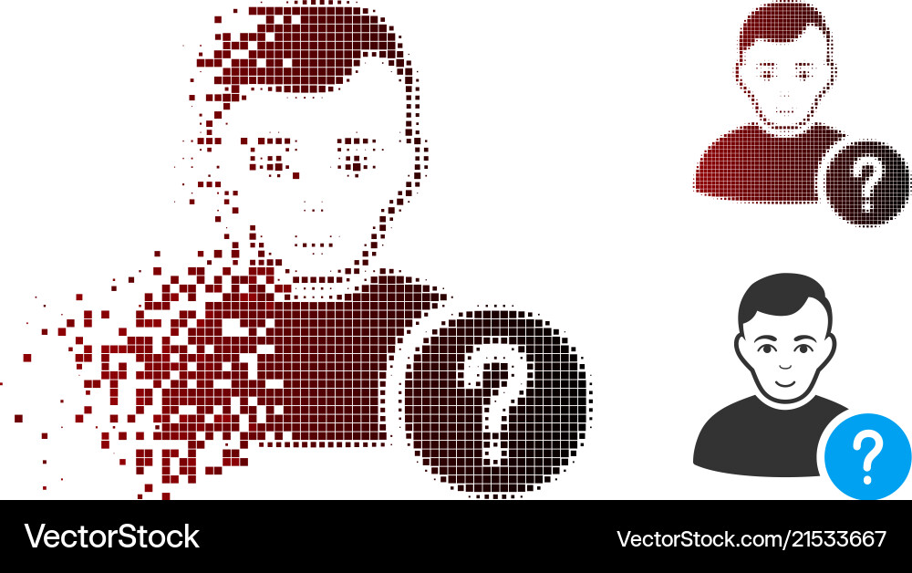 Fragmented pixel halftone user status icon Fragmented pixel halftone user status icon vector image