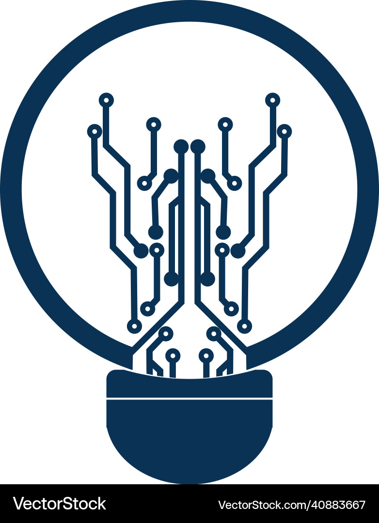 Light bulb idea icon with circuit board inside vector image