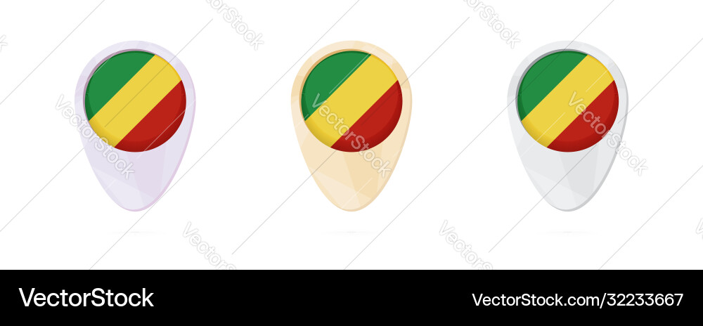 Map markers with flag congo 3 color versions vector image