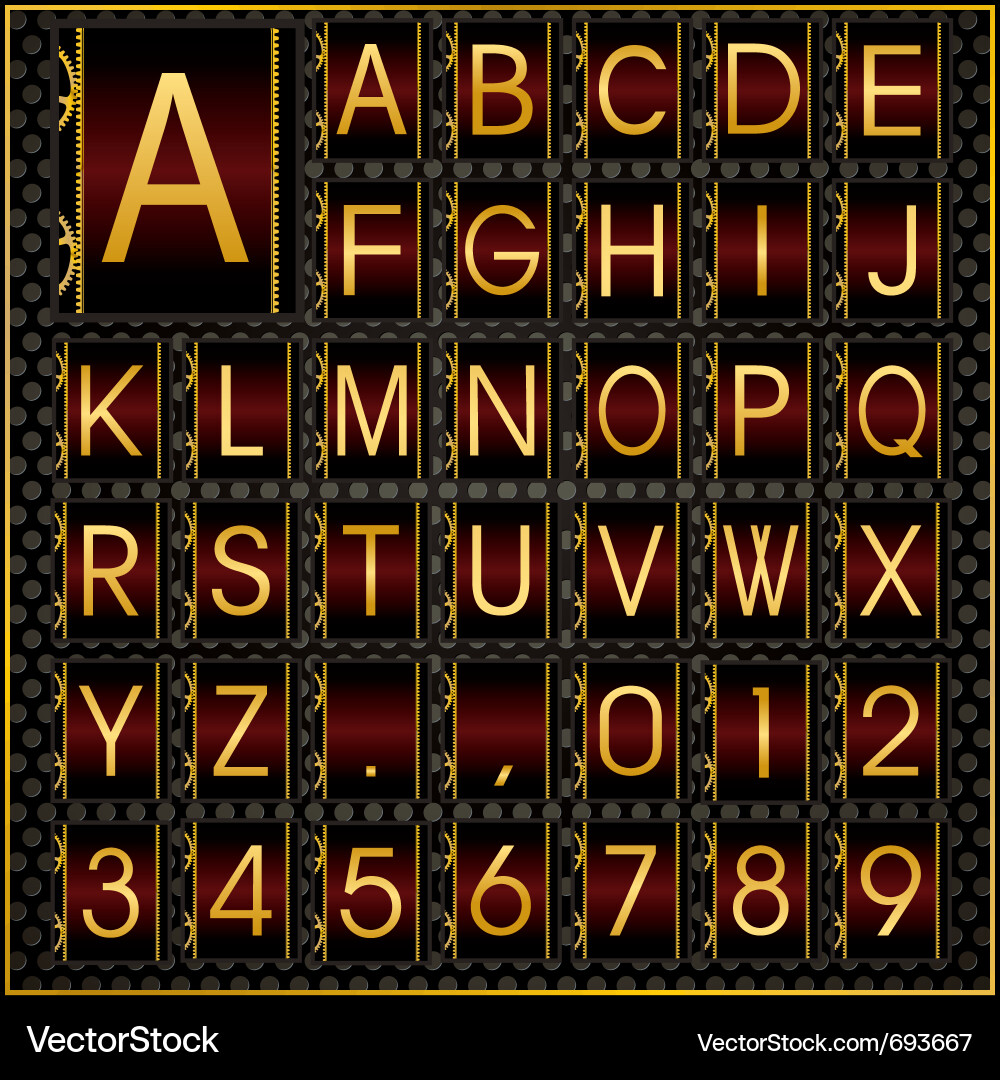 Mechanism font Vector Image