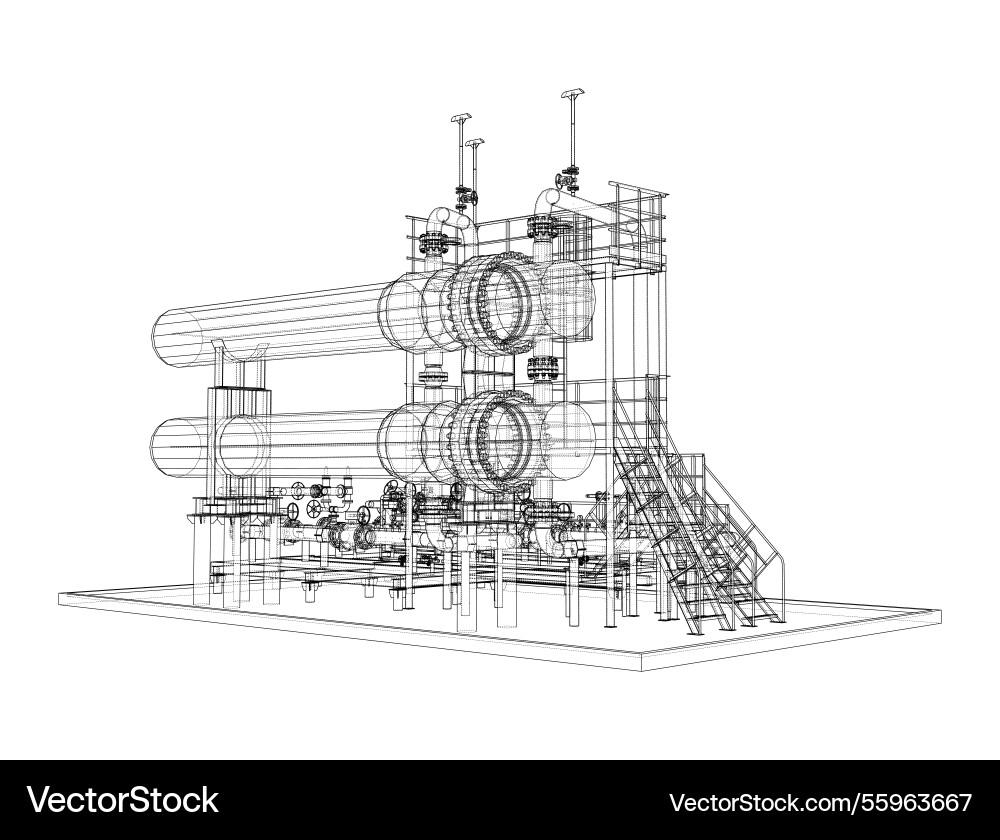 Petroleum heater exchanger rendering of 3d Petroleum heater exchanger rendering of 3d vector image