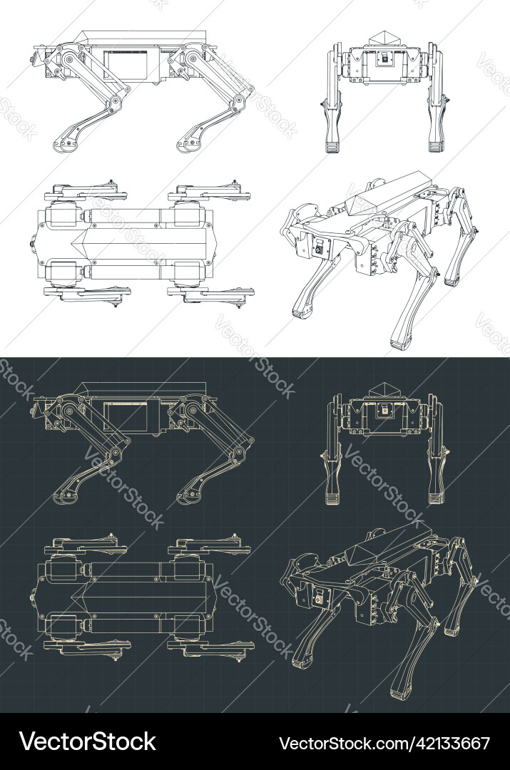 Quadruped robot blueprints Quadruped robot blueprints vector image