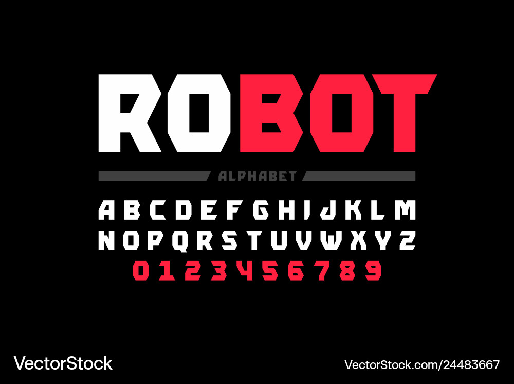 Robot Font - Futuristic Tech Vector Image