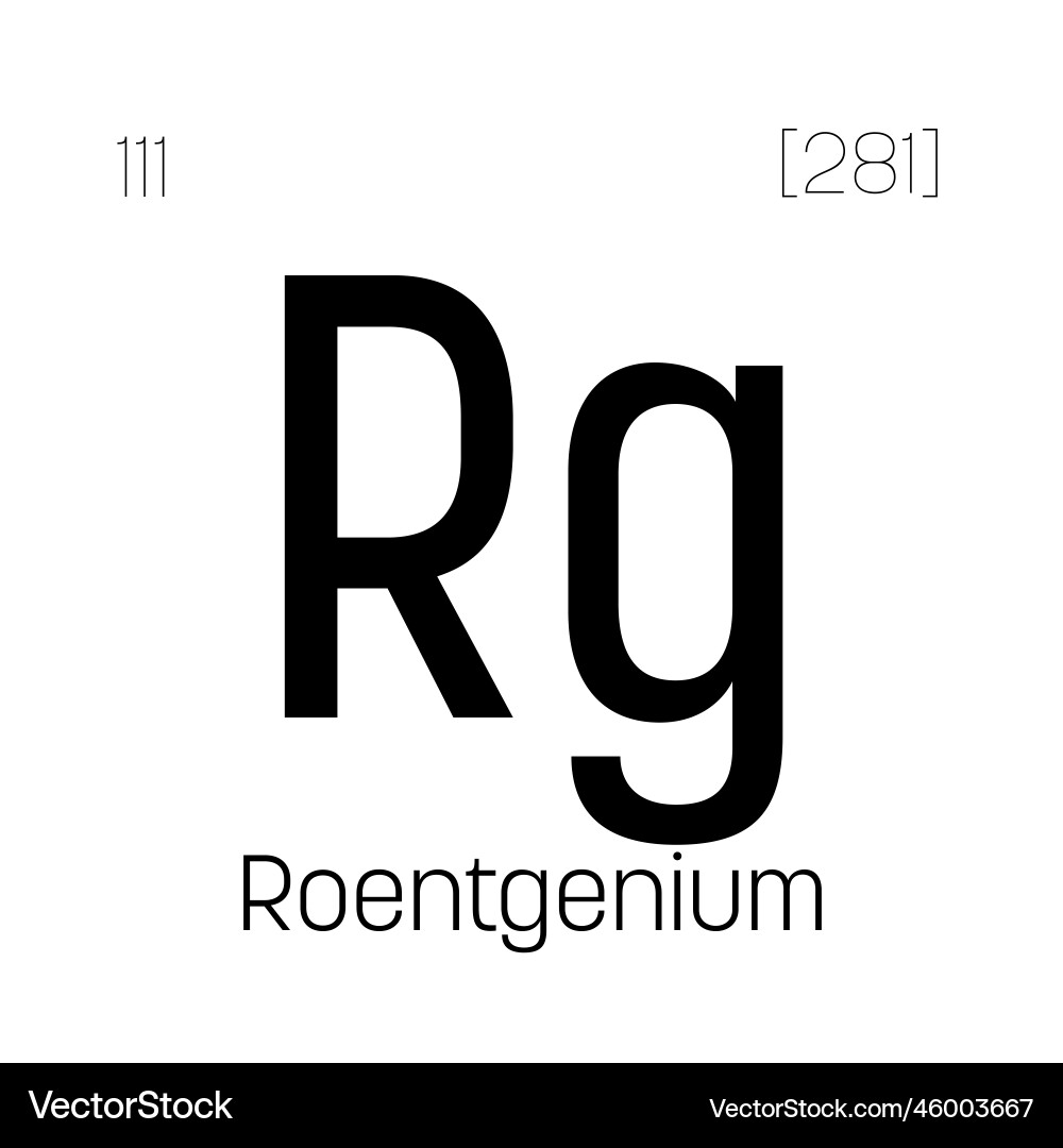Roentgenium rg periodic table element Roentgenium rg periodic table element vector image