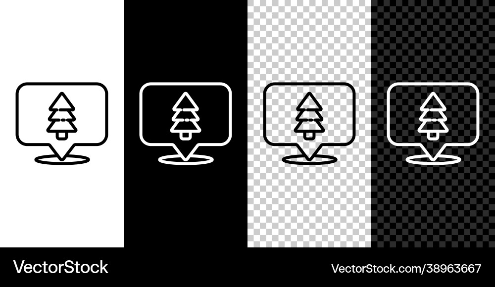 Set line location forest on a map icon Set line location forest on a map icon vector image