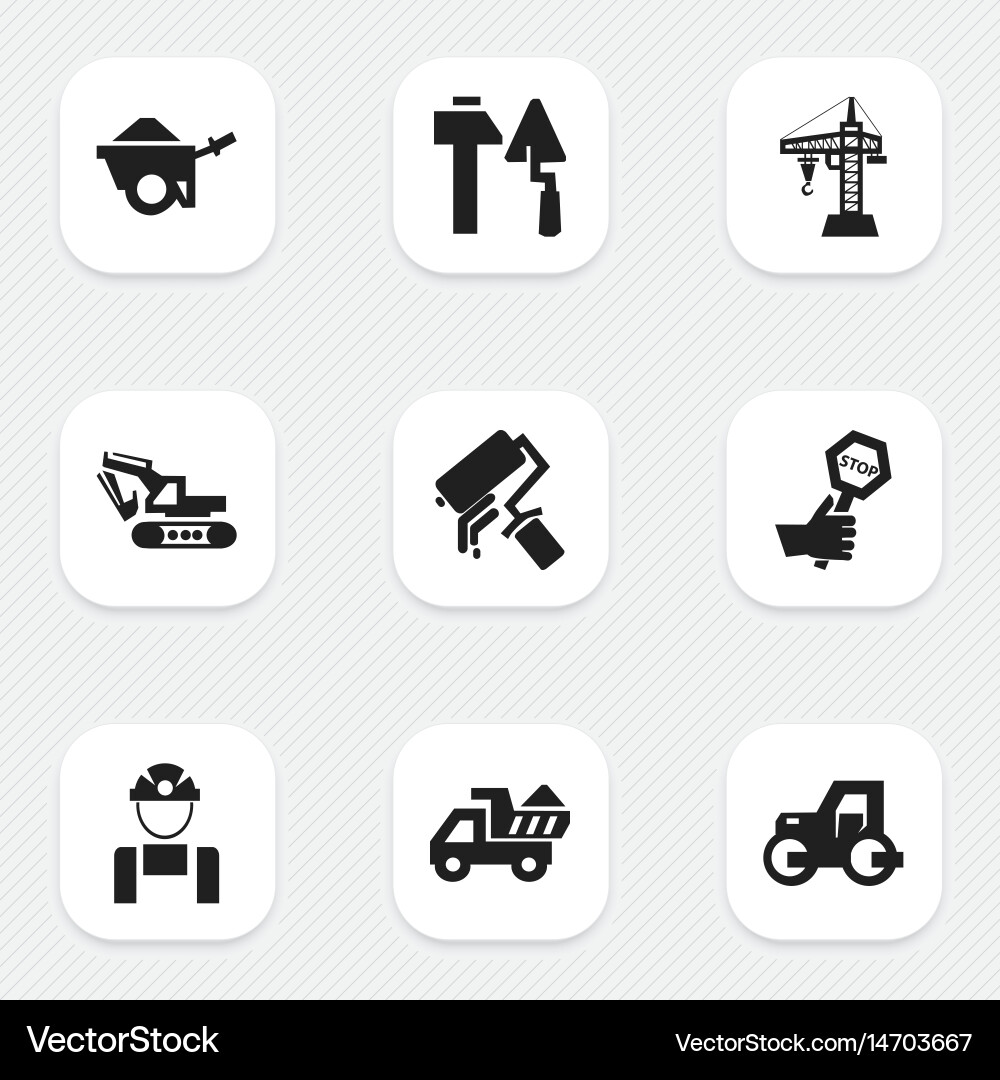 Set of 9 editable building icons includes symbols Vector Image