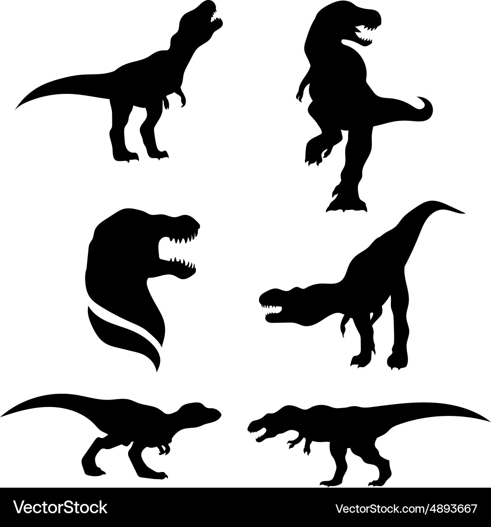 Tyrannosaurus Rex Silhouettes Vector Image