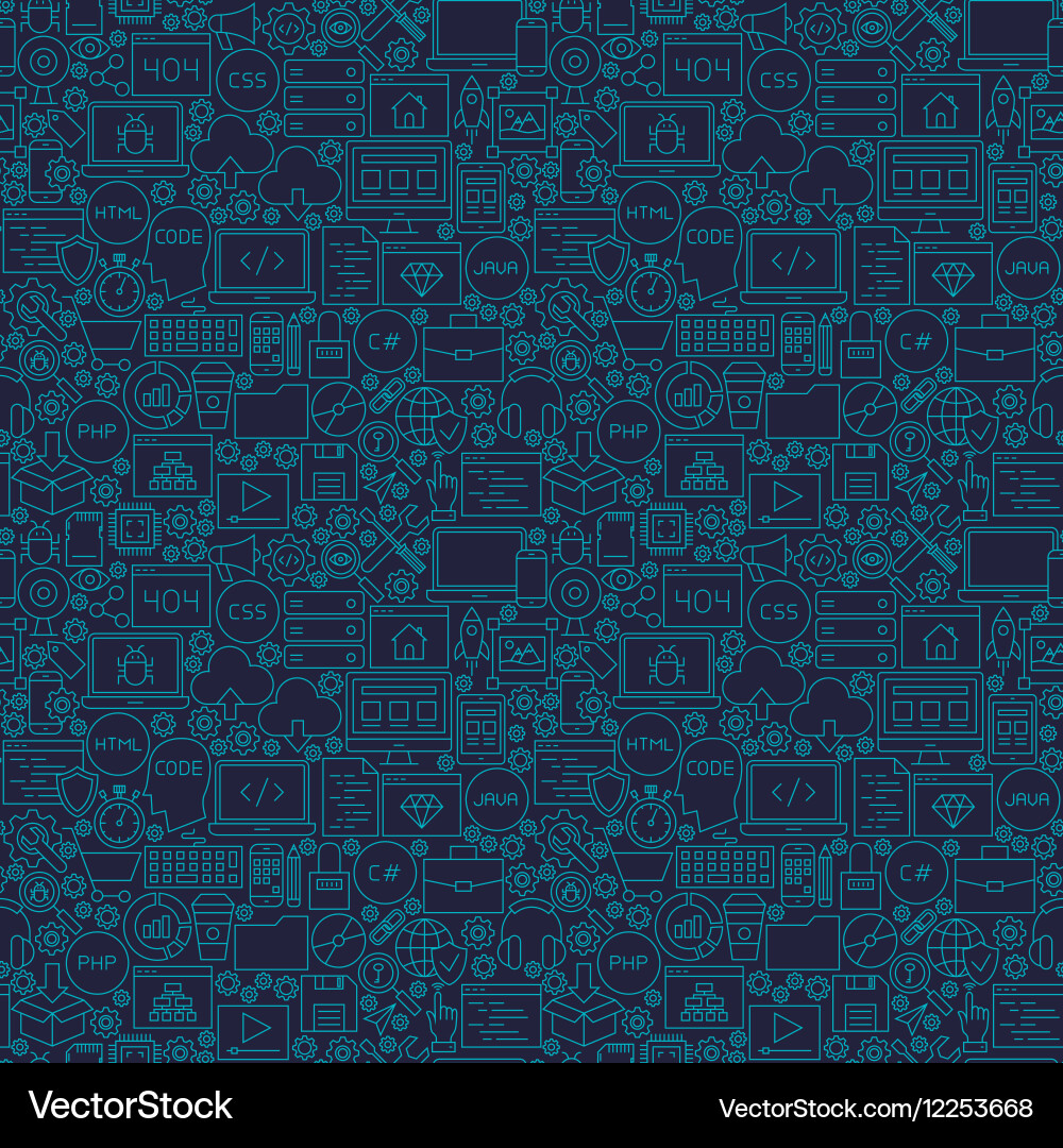 Blue Coding Seamless Pattern vector image