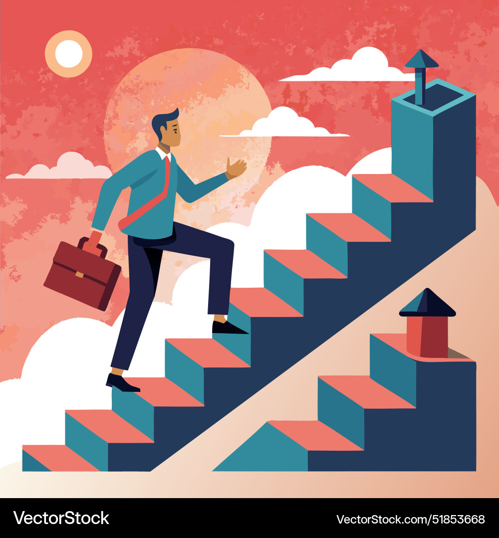 Climbing career ladder business growth Royalty Free Vector