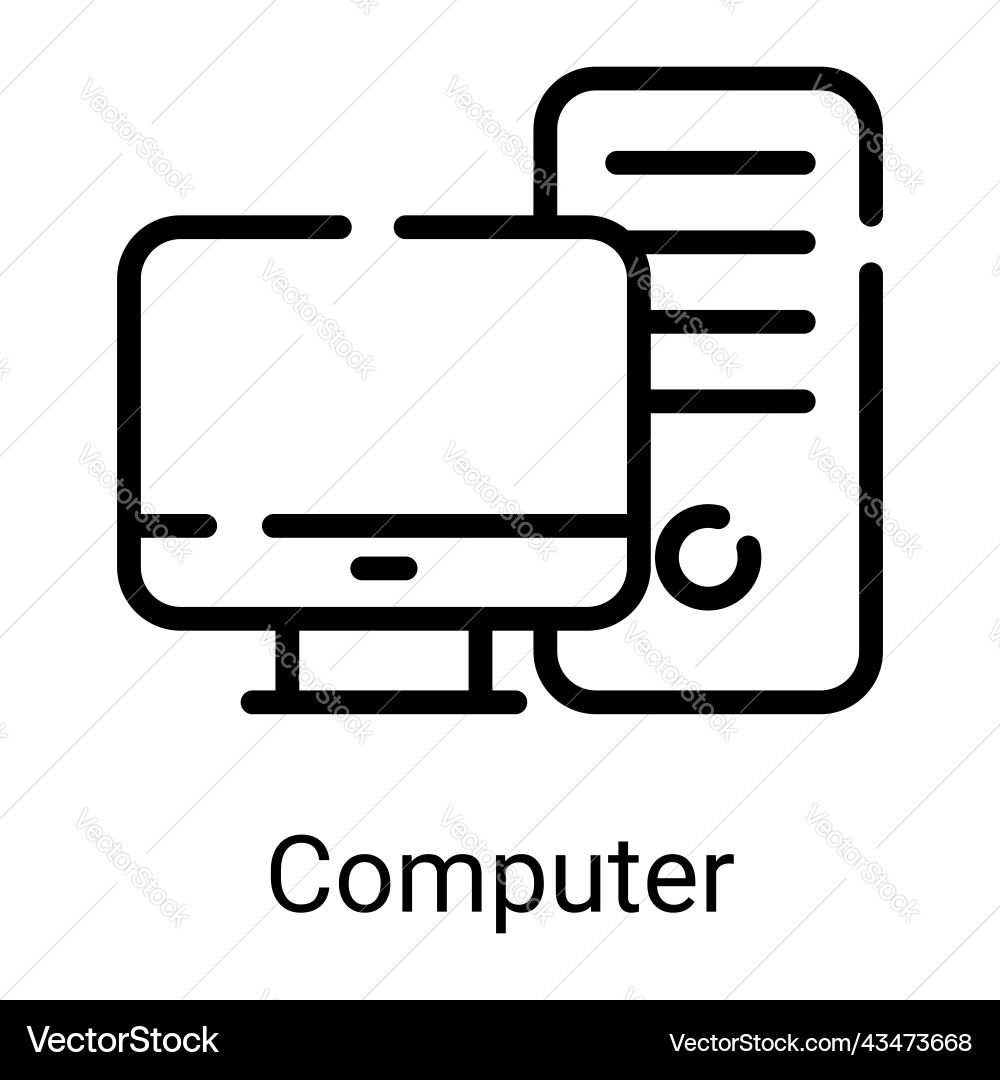 Cpu computer line icon isolated on white Vector Image