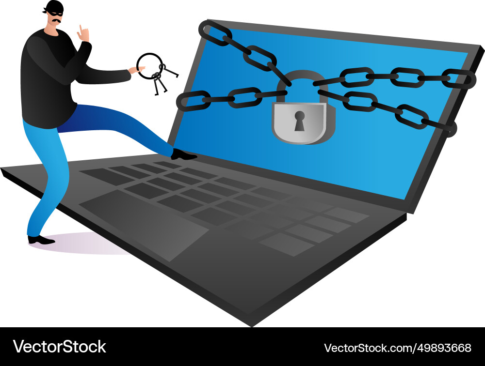 Criminal hacker steal personal data hacking Criminal hacker steal personal data hacking vector image