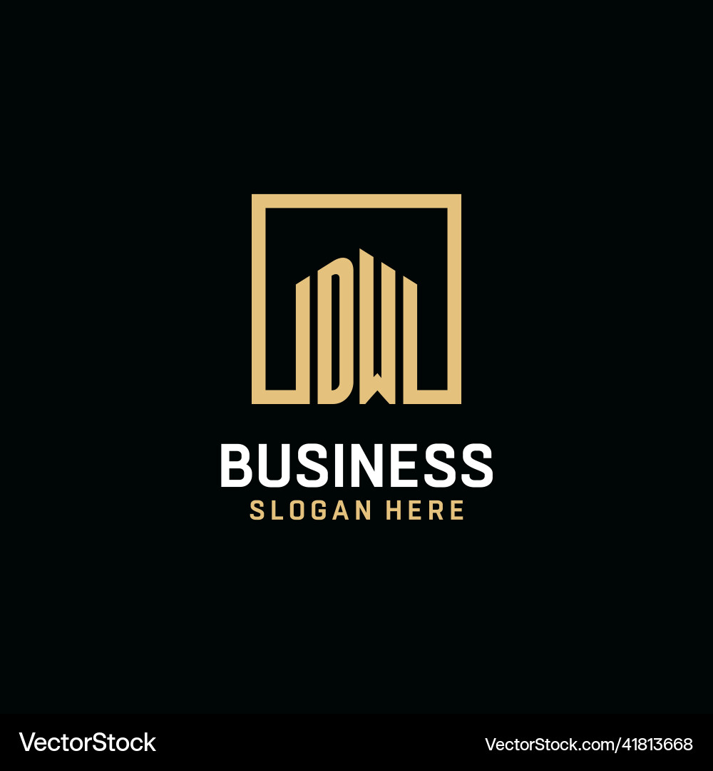 Dw initial monogram logo design with square shape Dw initial monogram logo design with square shape Vector Image