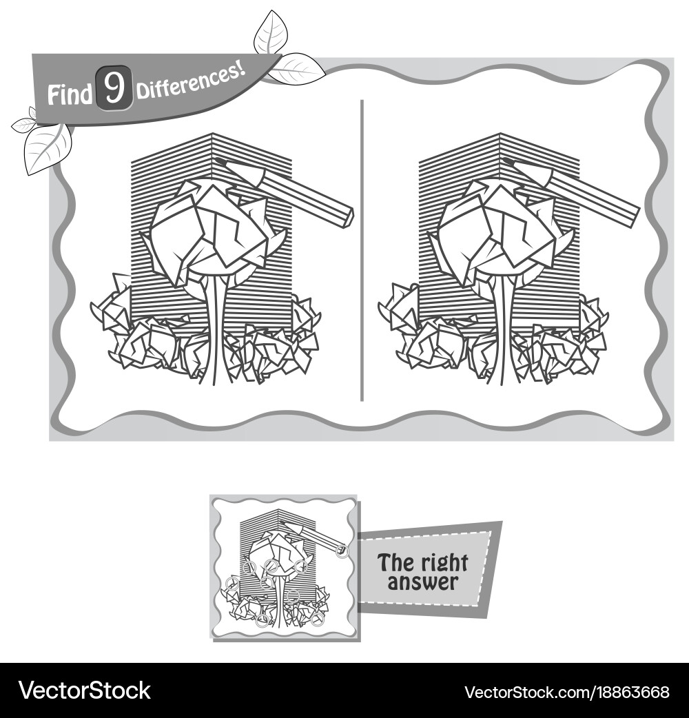 Find 9 differences game paper Vector Image