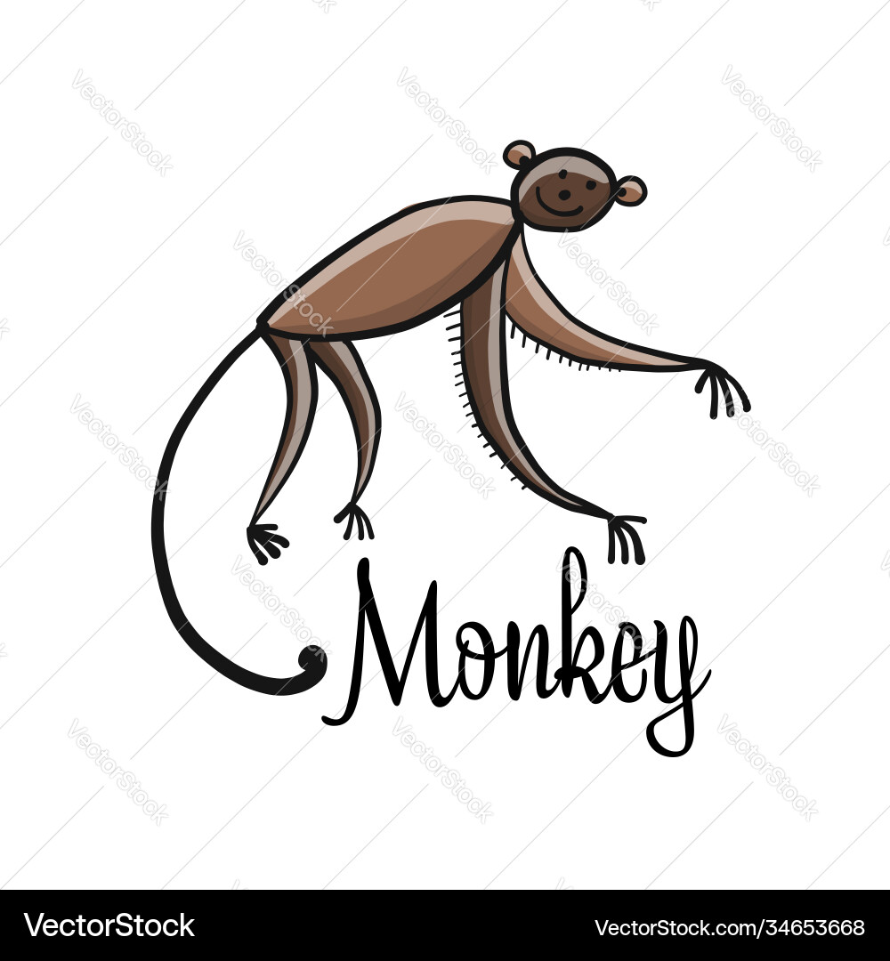 Funny monkey character sketch for your design vector image