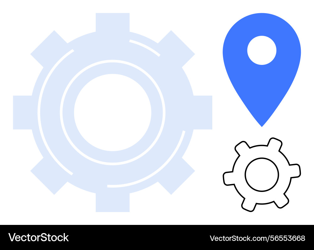 Gear and location pin symbolizing navigation Gear and location pin symbolizing navigation vector image
