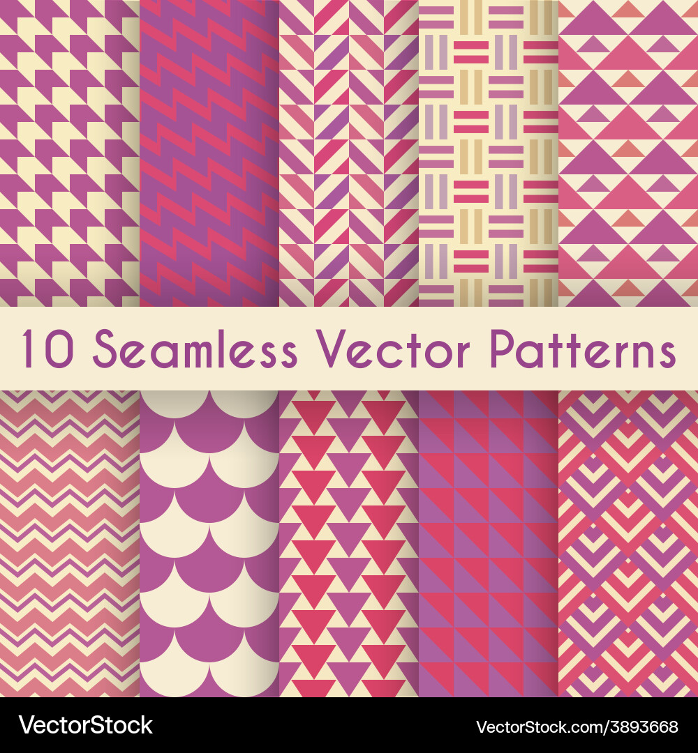 Geometric Retro Pattern Set Vector Image