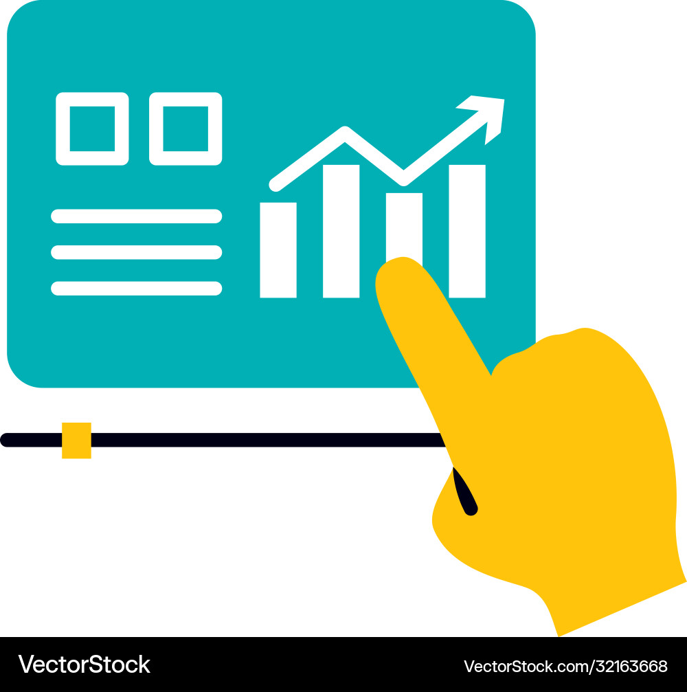Graphic chart video player and hand cursor icon Graphic chart video player and hand cursor icon vector image