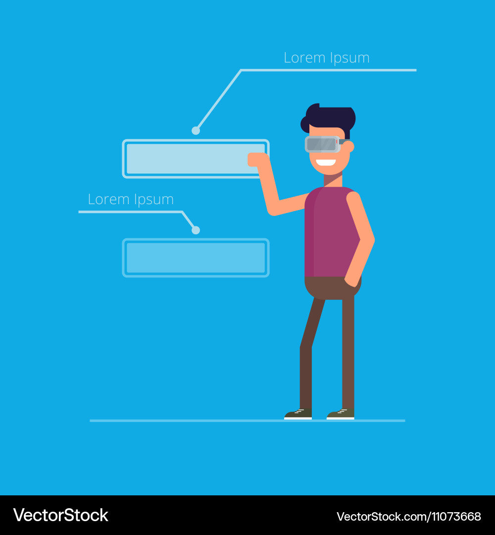Man with glasses of virtual reality the web vector image