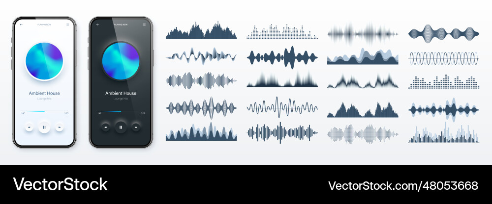 Online audio player user interface smartphone app Online audio player user interface smartphone app Vector Image