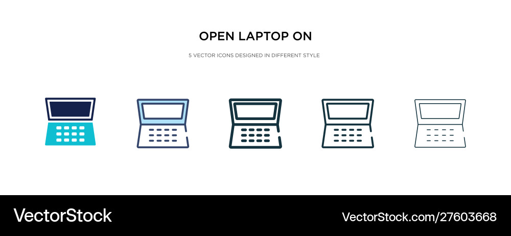 Open laptop on icon in different style two Open laptop on icon in different style two vector image
