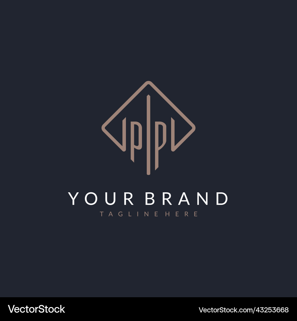 Pp initial logo with curved rectangle style design Vector Image