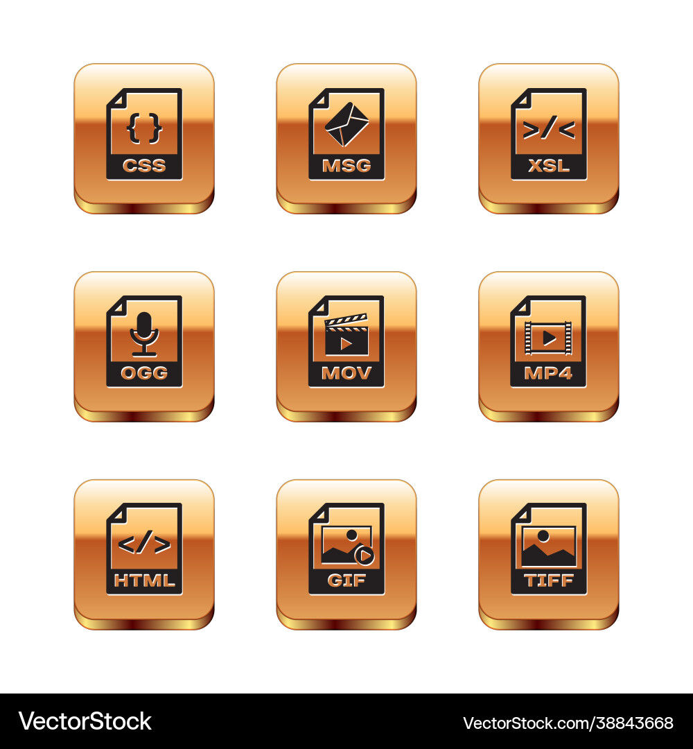 Set css file document html gif mov ogg and xsl Set css file document html gif mov ogg and xsl vector image