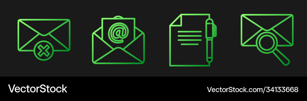 Set line document and pen delete envelope mail Set line document and pen delete envelope mail vector image