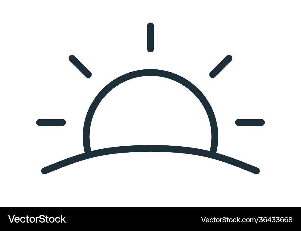 Simple sunset or sunrise icon in line art style Simple sunset or sunrise icon in line art style vector image