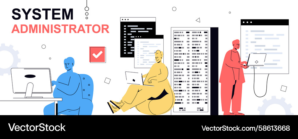 System Admin Server Management Vector Image