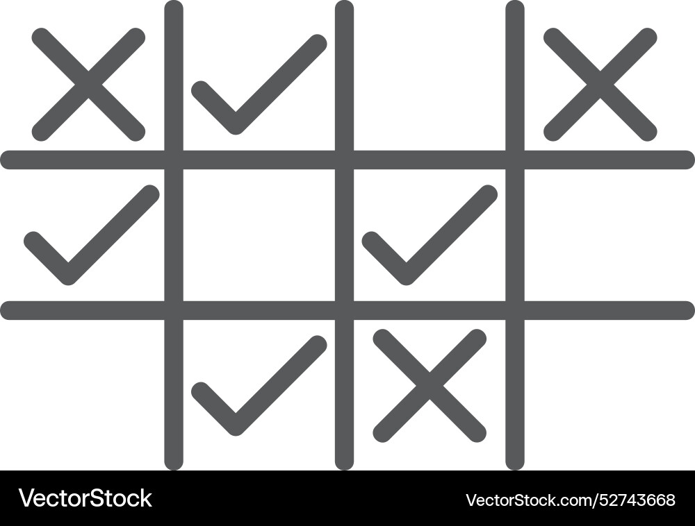 Tic tac toe line filled icon design vector image