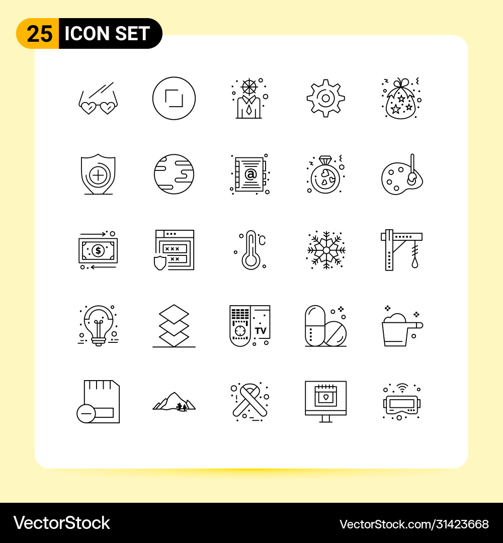 User interface pack 25 basic lines Vector Image