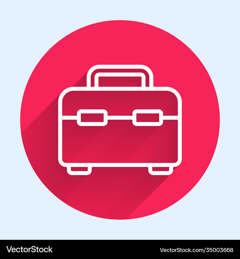 White line toolbox icon isolated with long shadow White line toolbox icon isolated with long shadow vector image