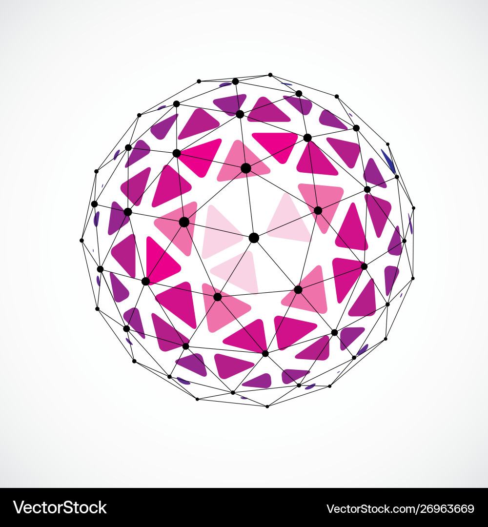 3d low poly spherical object with black connected 3d low poly spherical object with black connected vector image