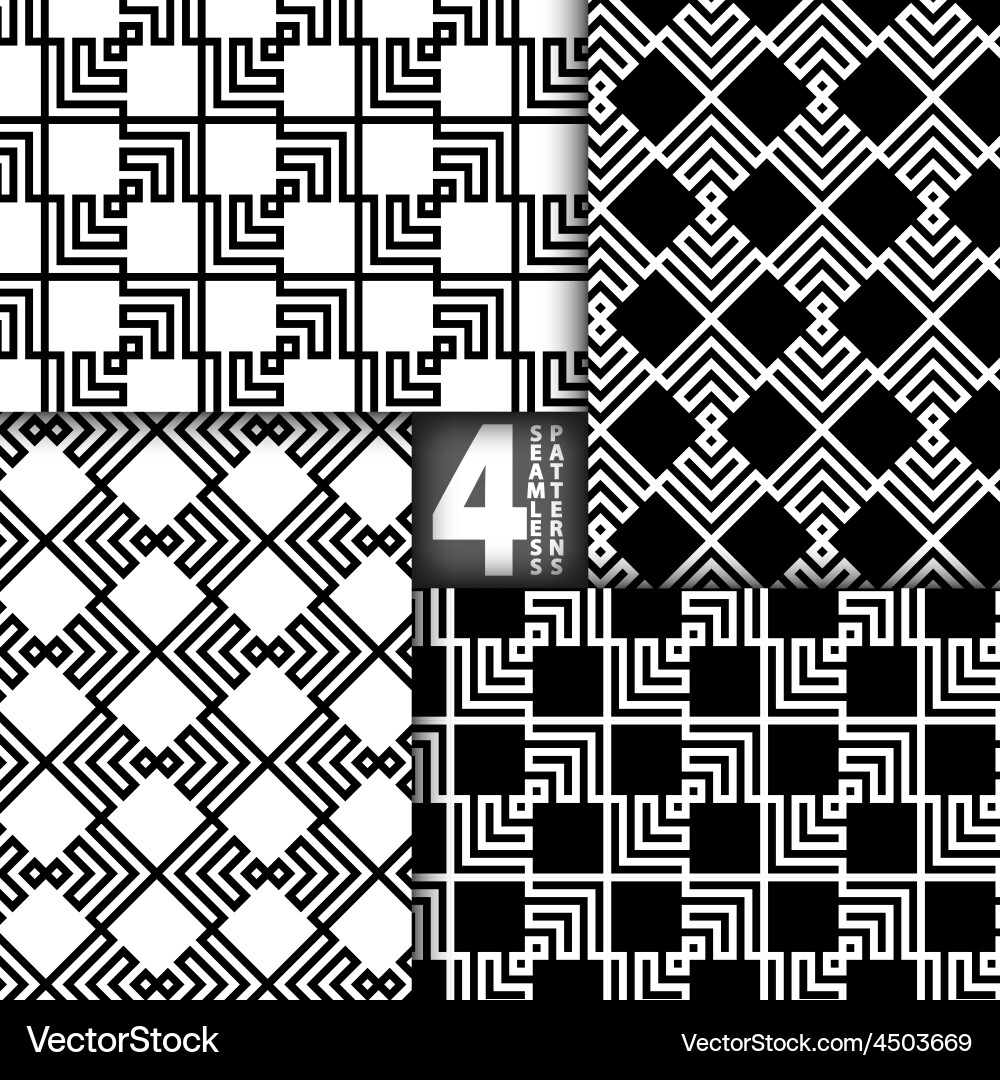 Abstract zigzag black white seamless pattern set Vector Image
