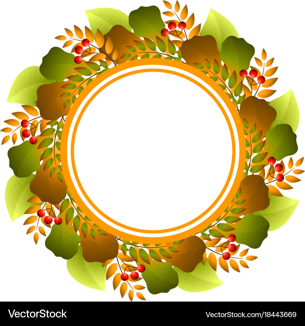 Autumnal round frame Vector Image