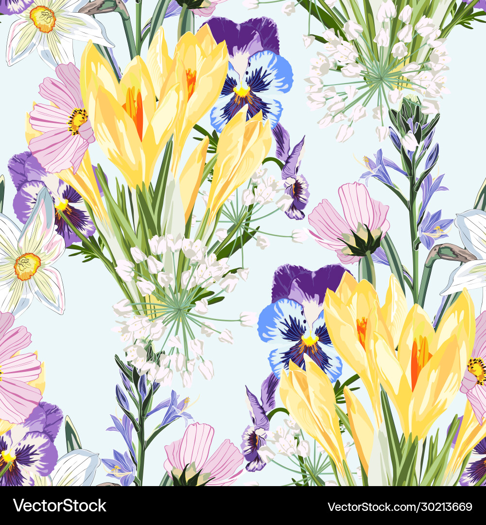 Bouquet many king spring flowers Bouquet many king spring flowers vector image