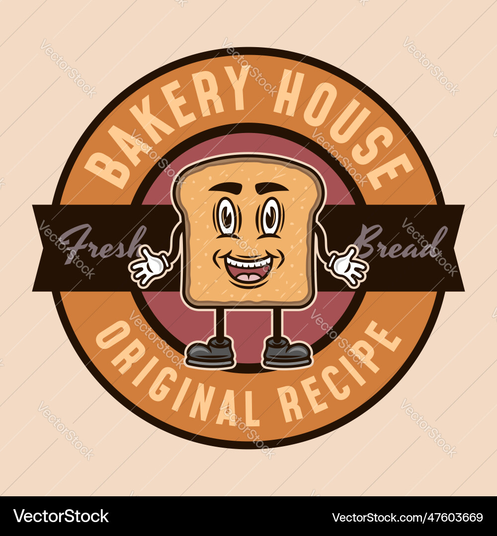 Bread slice smiling cartoon character with hands Bread slice smiling cartoon character with hands Vector Image