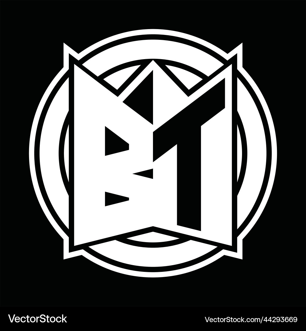 Bt logo monogram circle rounded design Vector Image