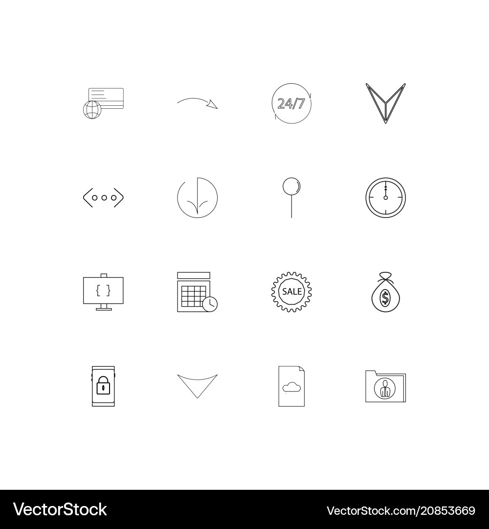 Business linear thin icons set outlined simple vector image