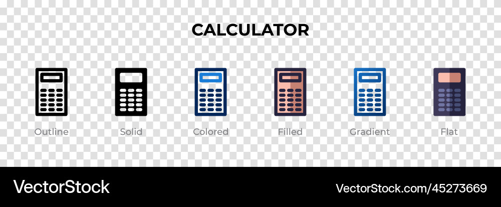 Calculator icon in different style vector image