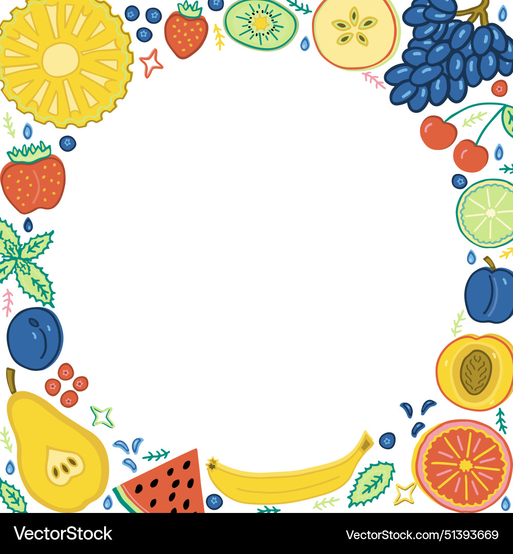 Circular frate template with fruits copy space Circular frate template with fruits copy space vector image