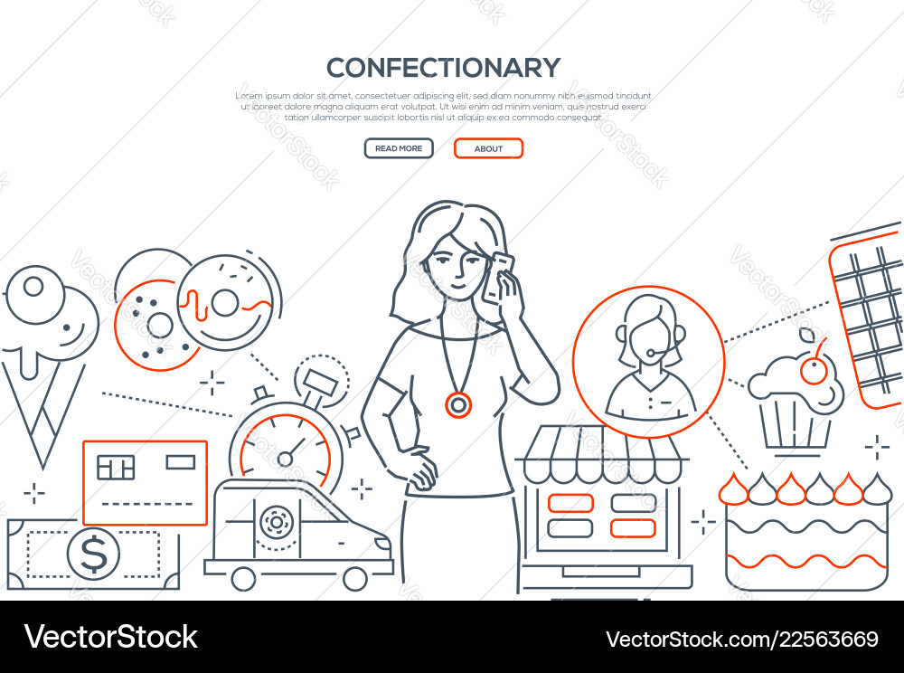 Confectionary - modern line design style web Confectionary - modern line design style web vector image