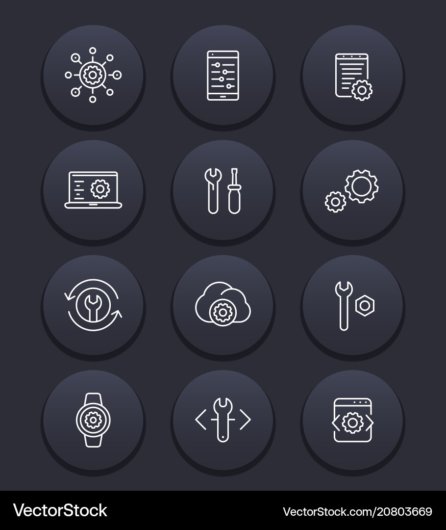 Configuration Line Icons - Settings vector image