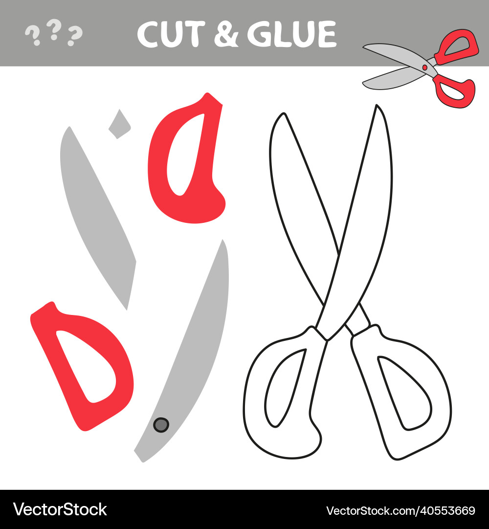 Cut and glue - simple game for kids scissors Cut and glue - simple game for kids scissors vector image