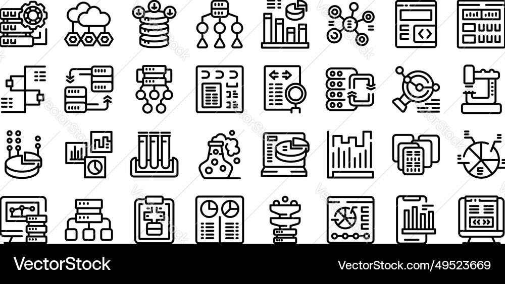 Data scientist icons set outline man Data scientist icons set outline man vector image