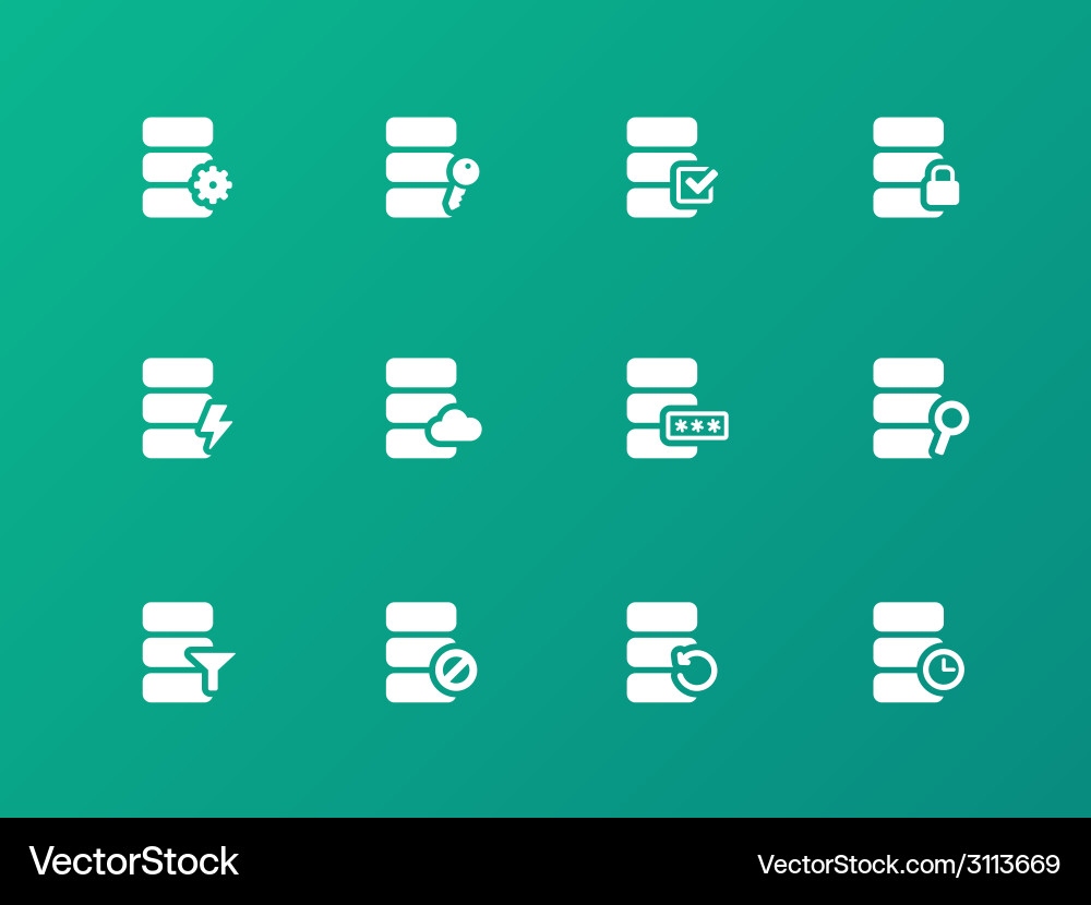 Database icons on green background vector image
