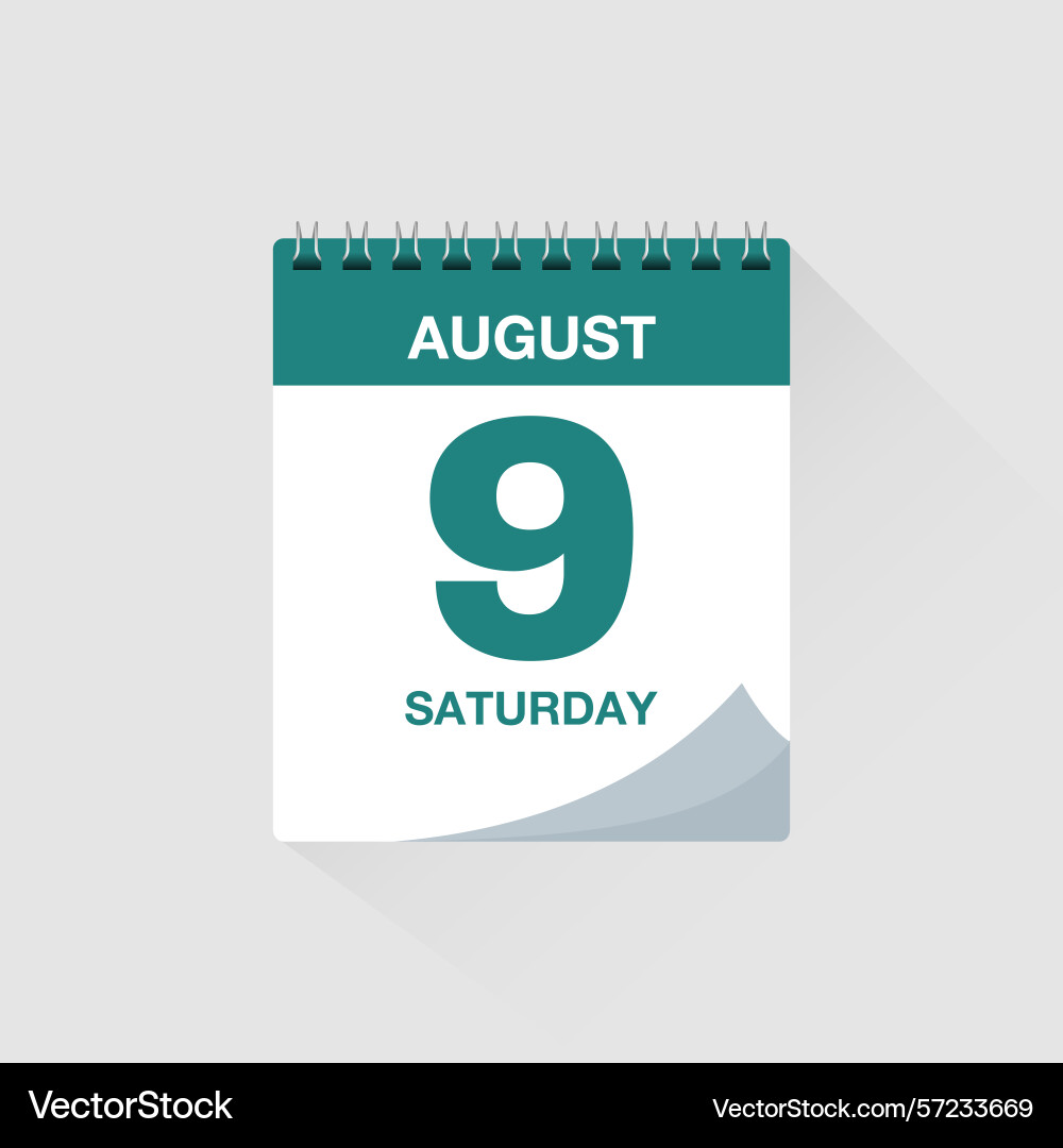 Day calendar with date august 9 icon Vector Image